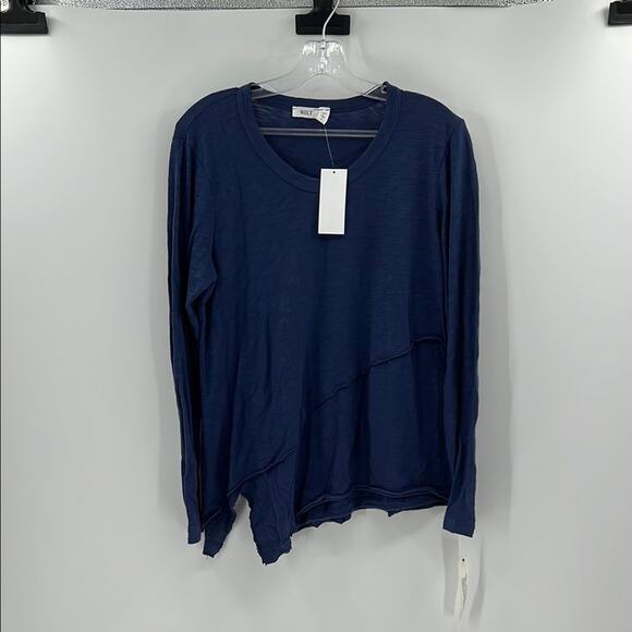 Wilt Women's Crew Long Sleeve Easy Crossover Raw Hem Top - Midnight - S - NWT - Picture 1 of 7